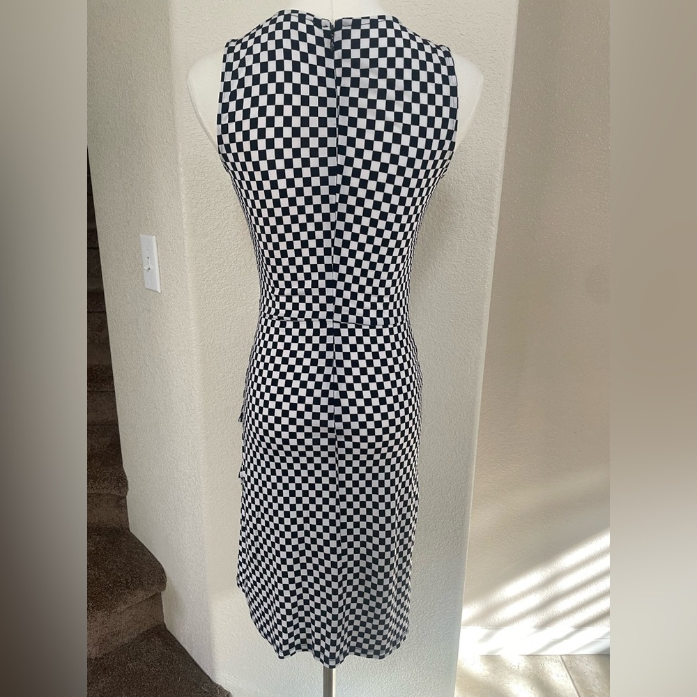 Michael Kors Ruched Check Dress Black White XXS - Picture 5 of 12